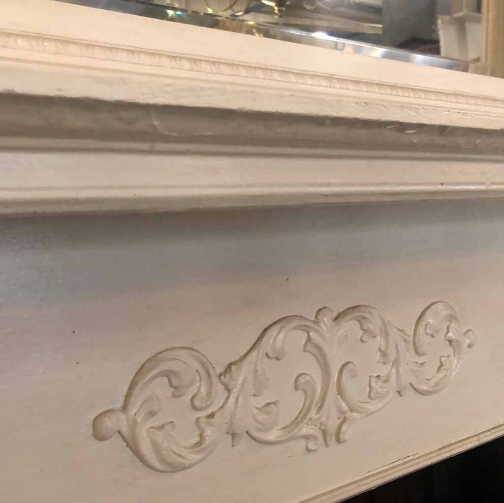 Double tier white painted mantel ornate