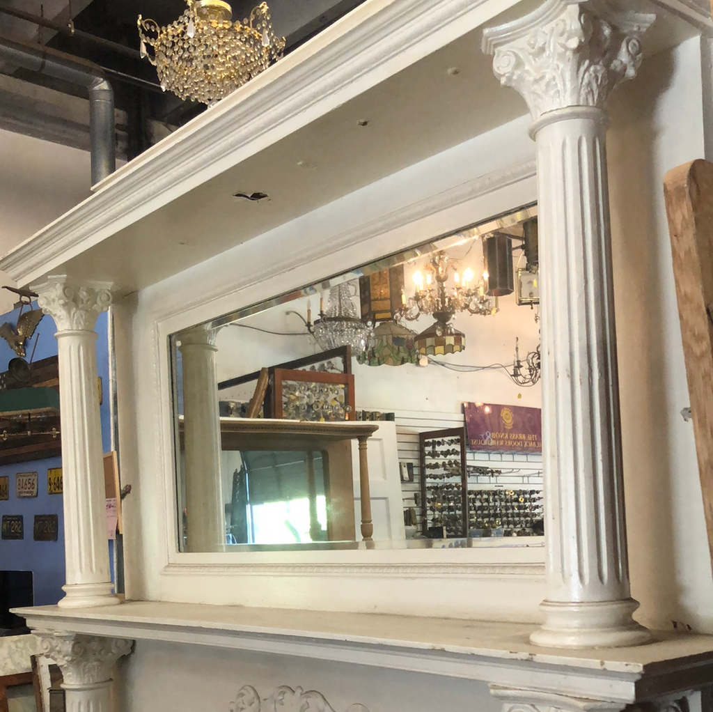 Double tier white painted mantel ornate