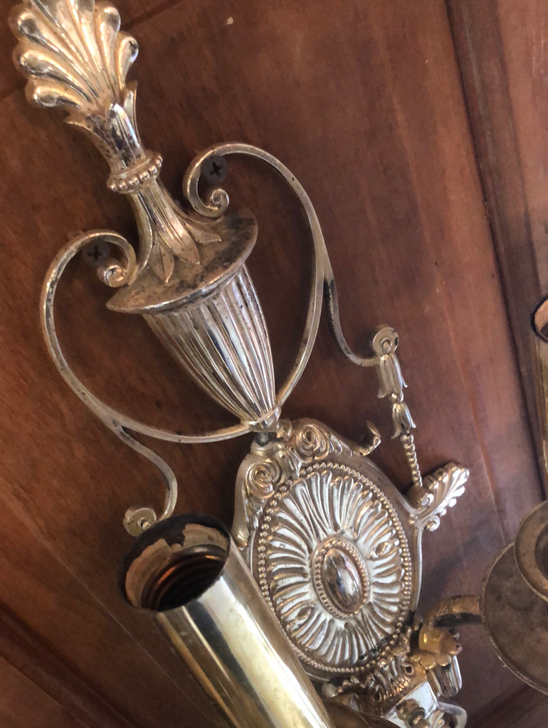 Pair of antique silver plated sconces