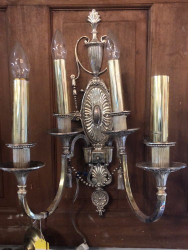 Pair of antique silver plated sconces